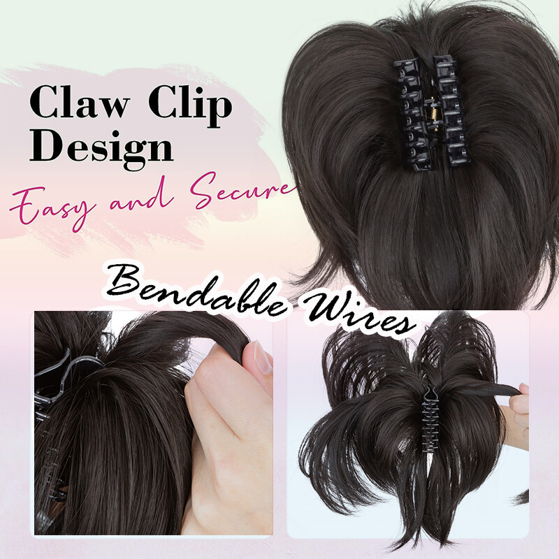 Clip In Ponytail Short Claw On Bun Hair Extension Updo Piece Bendable Metal Wire