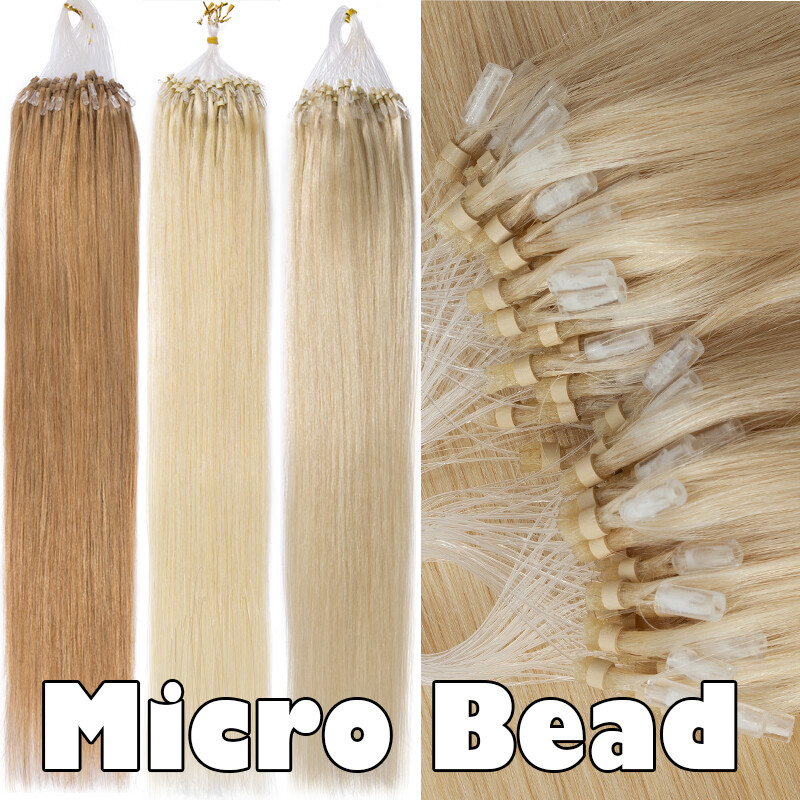 Micro Ring Loop Beads Tip Link Hair Extensions Real Remy Human Hair Straight USA