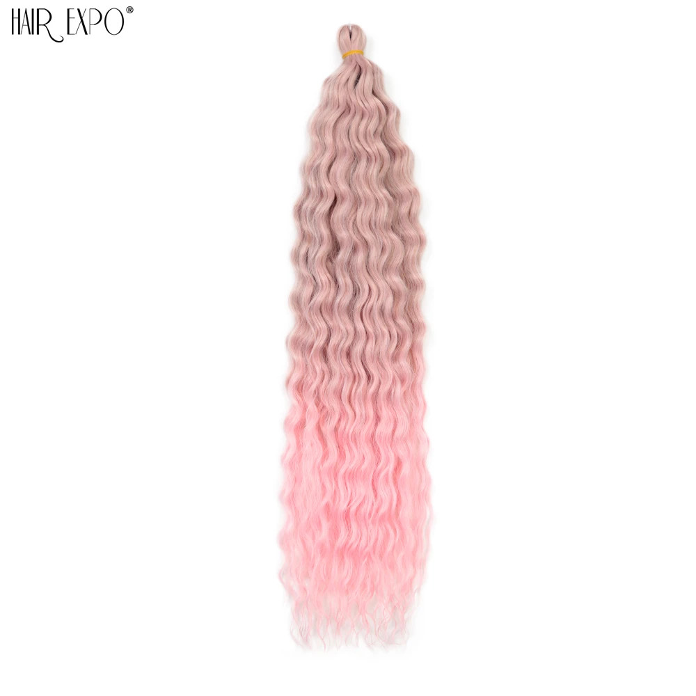 22 Inch Ombre Ariel Curl Crochet Hair Synthetic Deep Wave Braid Hair Extensions