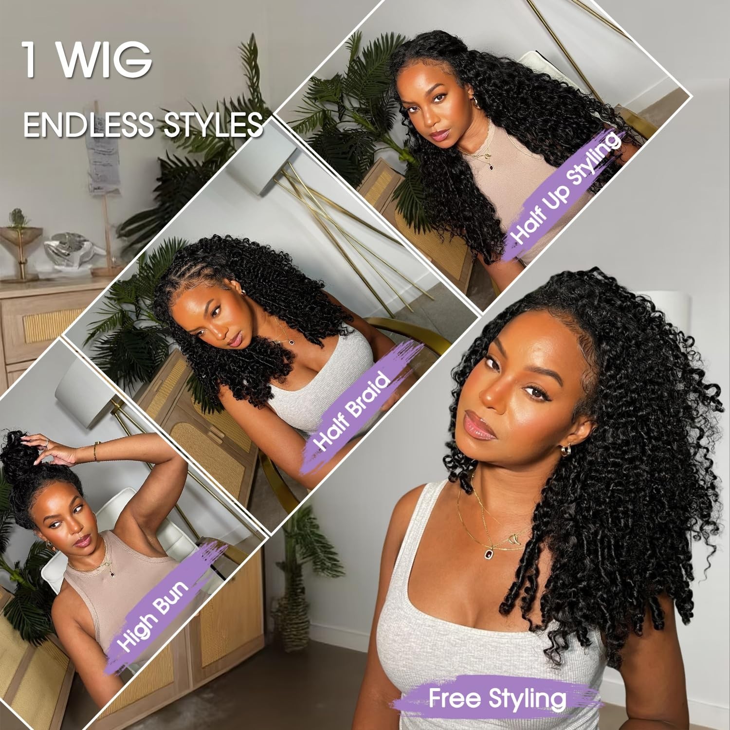 220% Density 20″ Curly Half Wigs – 100% Human Hair, Clip-In & Drawstring, Easy W