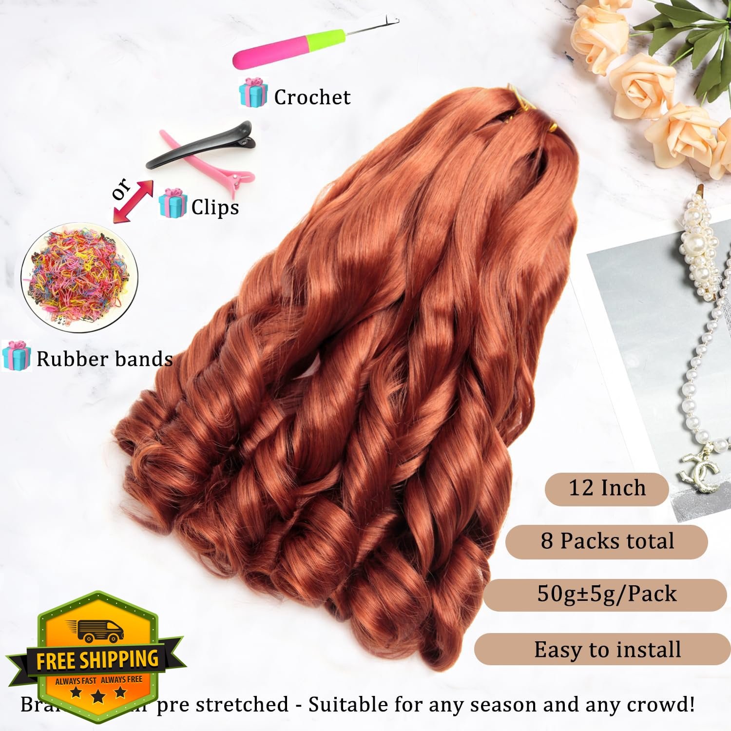 French Curl Braids 12″ 8pk Short Curly Crochet 350#