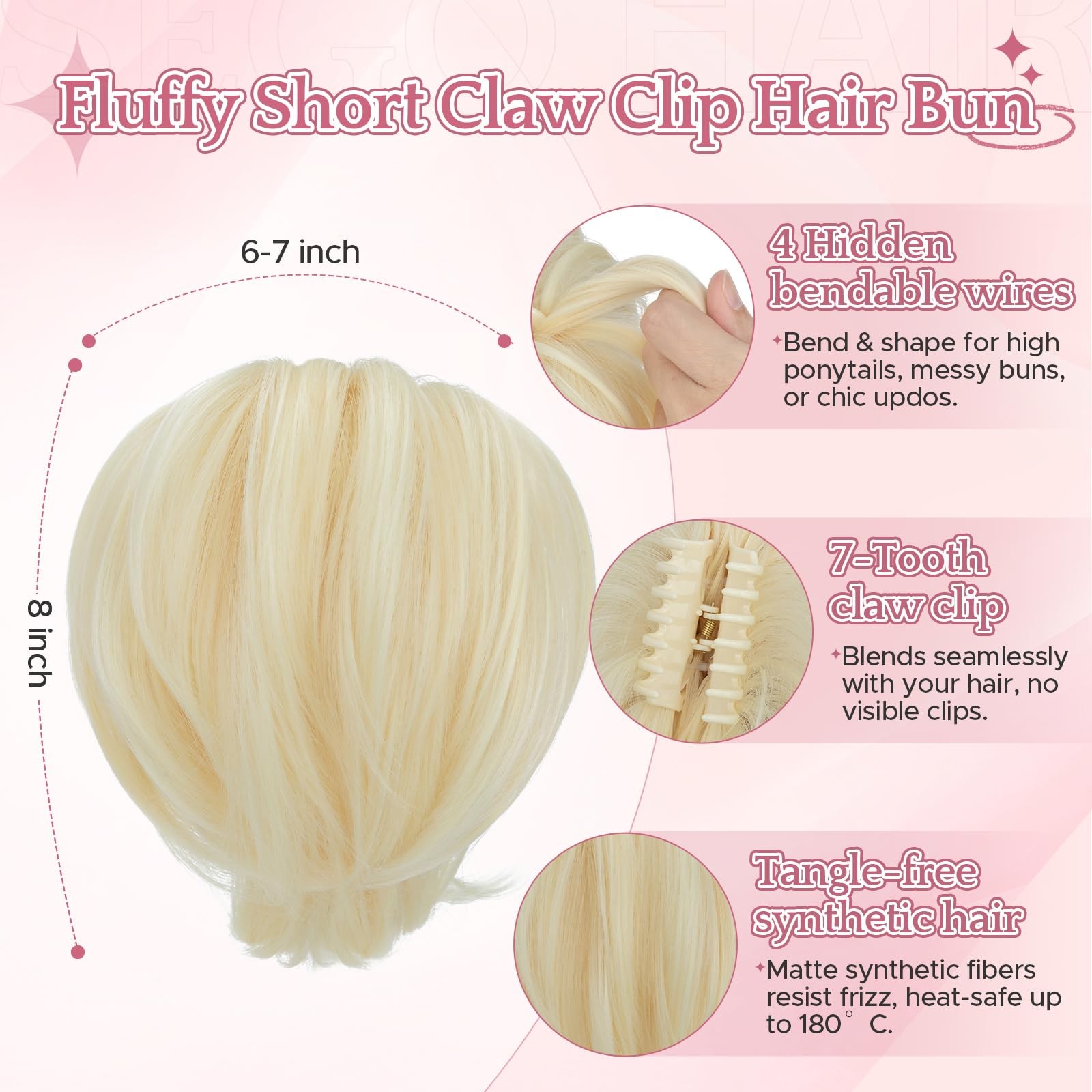 SEGOHAIR Claw Clip Short Ponytail Hair Extensions Messy Bun Hair Piece for wi…