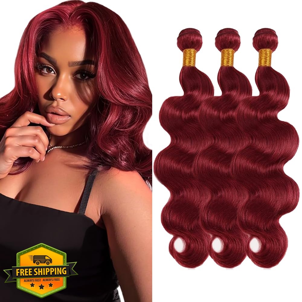 CnumGunm Burgundy 99j Bundles 12 14 16 Inch Body Wave