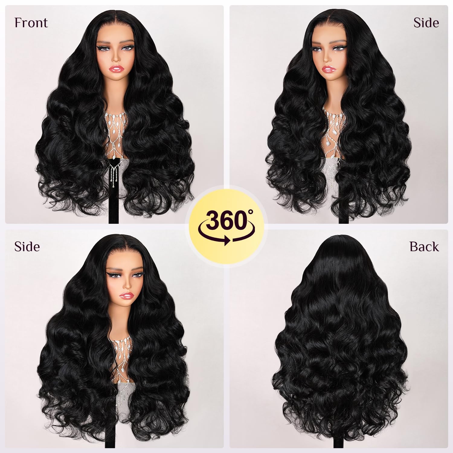Teslal Black Pre Cut Lace Wear And Go Body Wave 6X6 Hd Lace Wigs 260 Density