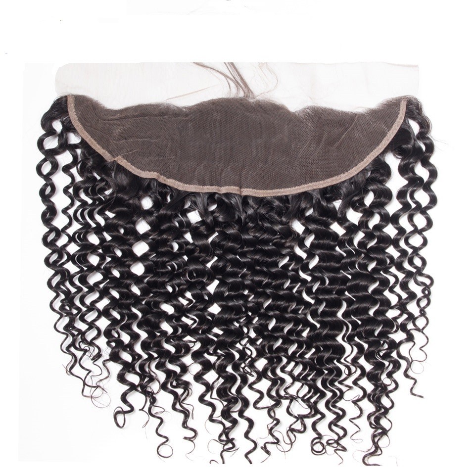 Jerry Curl Lace Frontal 13X4 Natural Color Free Part Remy 100% Human Hair