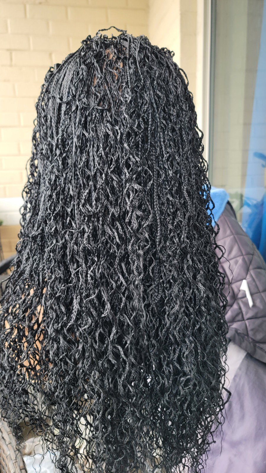 Braided Wig 22″ Micro Boho Braids Jet Black Full Lace Glueless Handmade Long NWT