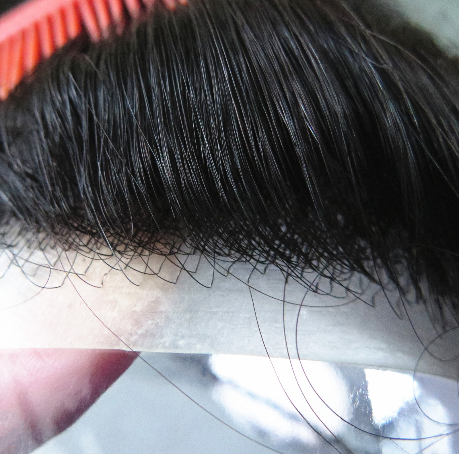 Mens Toupee Hair Replacement System Hairpiece 0.05mm Thin Skin BIO Human Hair#1C