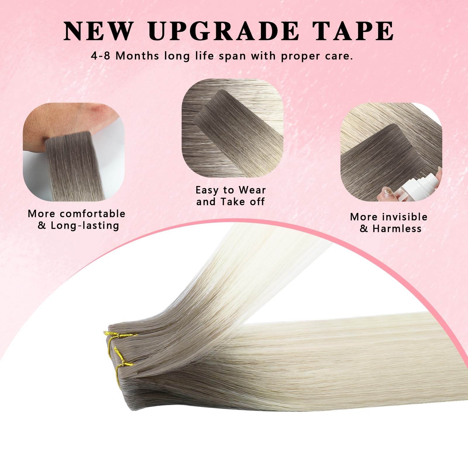Abh Amazingbeauty Hair Invisi Edge Tape In Hair Extensions Real Human Hair
