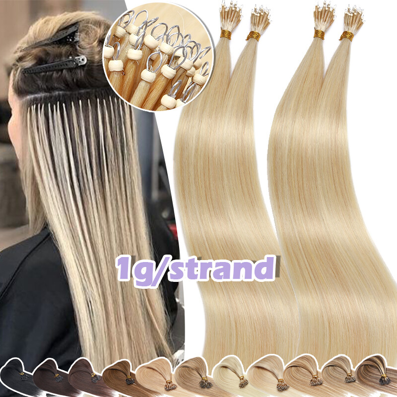 Nano Ring Micro Loop Ring Beads 100% Remy Human Hair Extensions Blonde 50G-150g