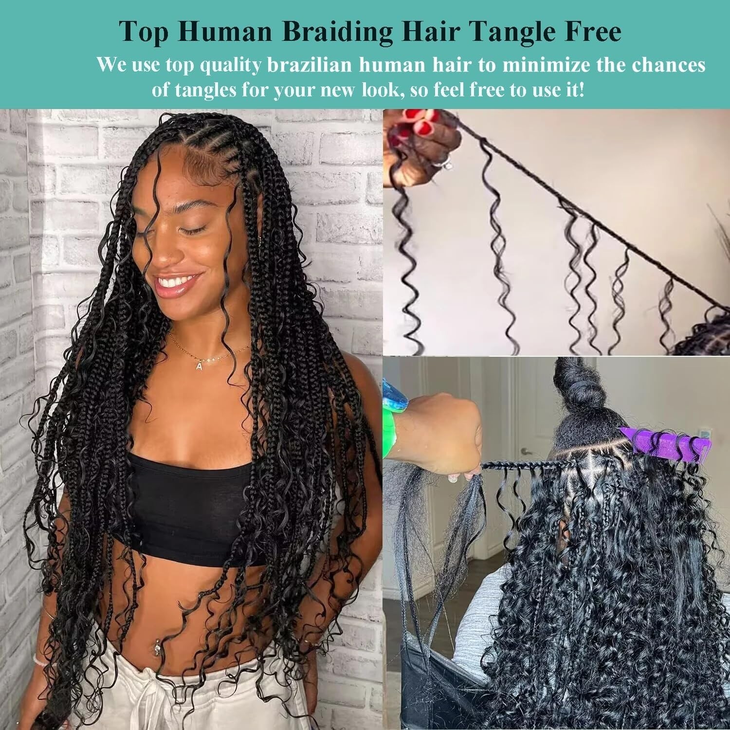 Luxury Boho Deep Wave Braiding Hair – 20 Inch, 110g, 2 Bundles Chocolate Brown