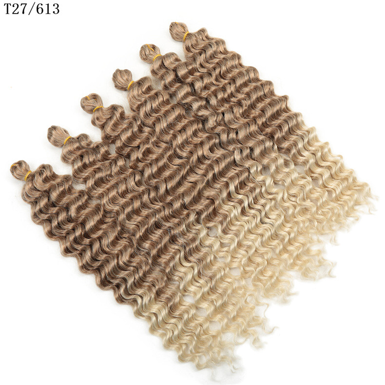 22″-28″ Deep Wave Twist Crochet Hair Afro Curls Ombre Braiding Hair Extensions