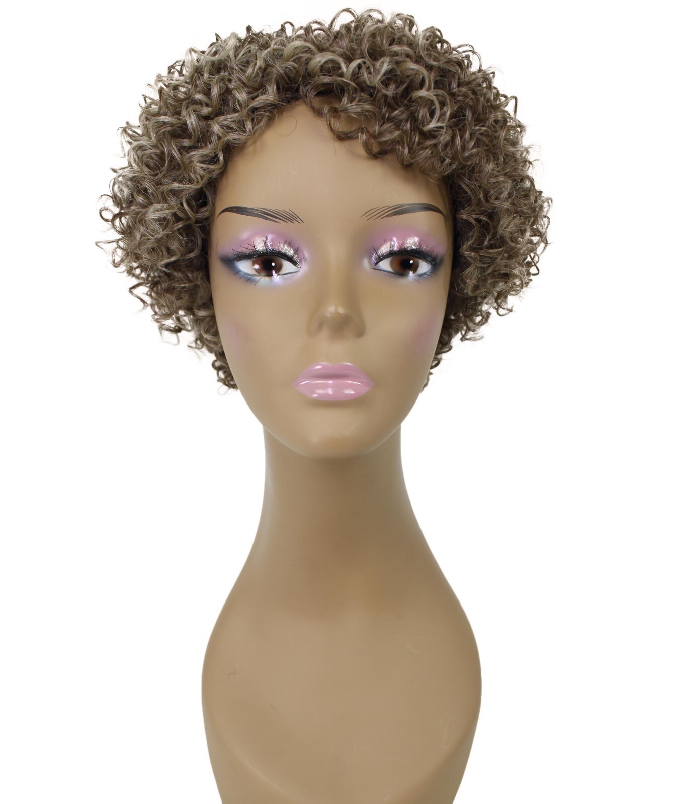 LUXLUXE Leila Curly Kinky 10 in Long Full Wig No Lace, Multiple Colors,BF-0002