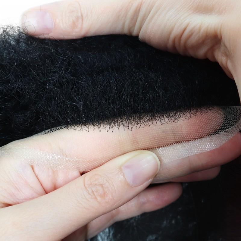 Toupee for Mens Human Hair Replacement System Afro Dura French Lace Hairpieces