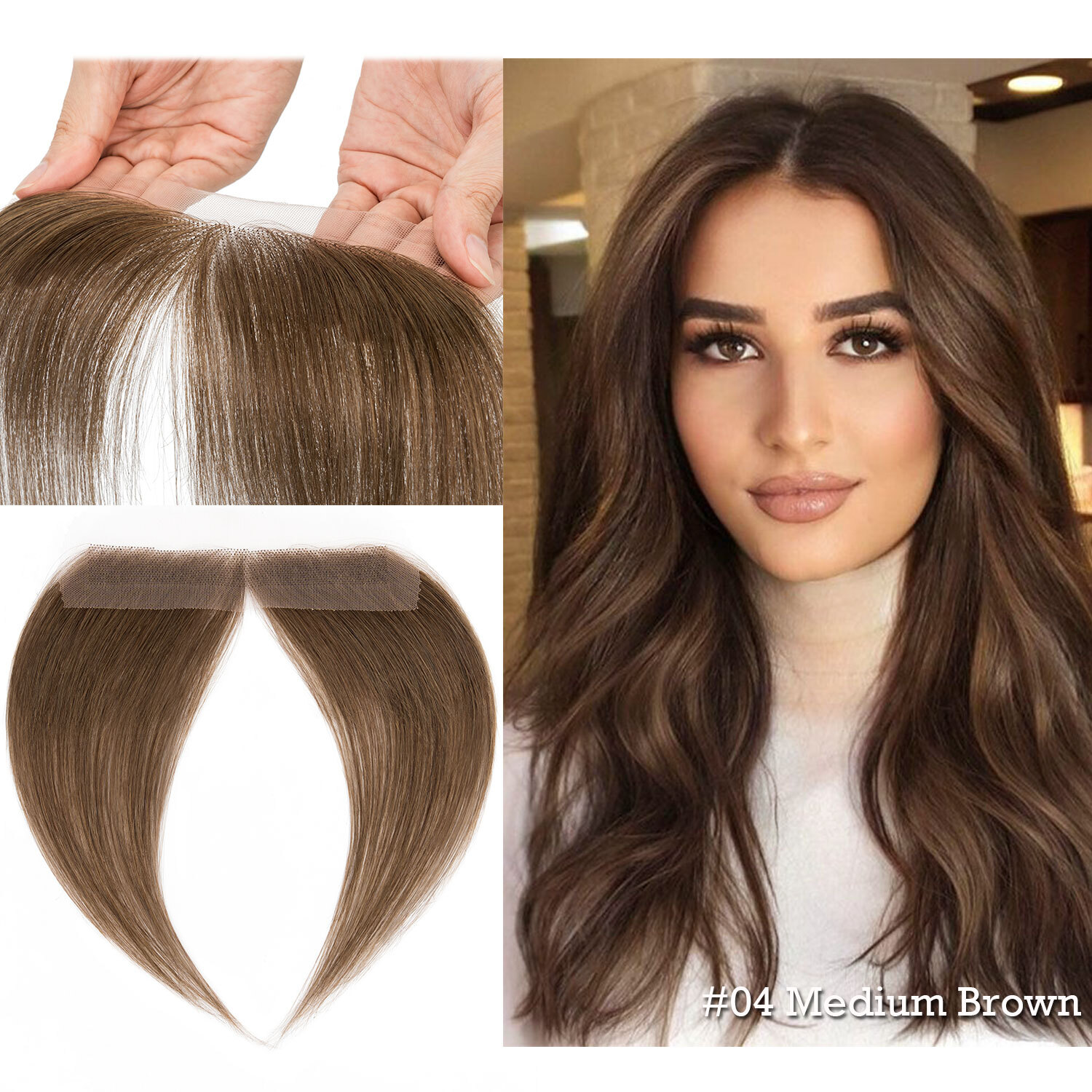USA FULL LACE HAND-TIED FRONT HAIRLINE HUMAN HAIR PATCHES Hairpiece Women Topper