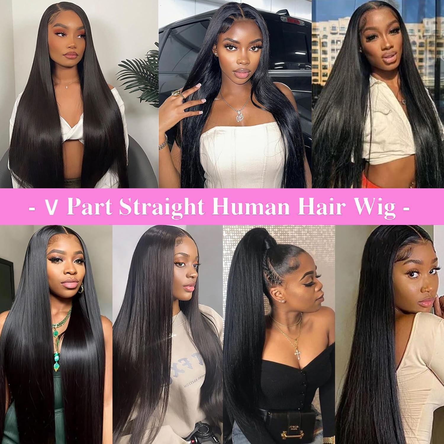 V Part Wig Human Hair Wigs for Black Women Straight V Part Wig Upgr… Fast Ship