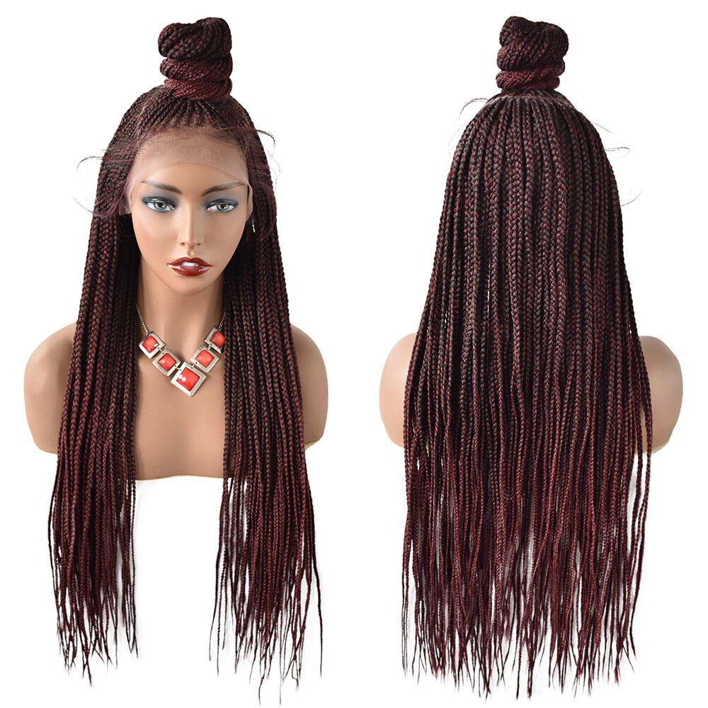 Hand Braided Swiss Lace Front Updo Bun Cornrow Braids Women Wigs Baby Hair 35″