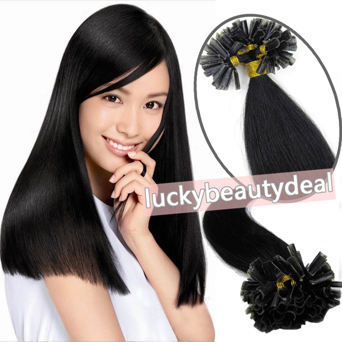 Pre-Bonded Keratin Fusion Glue Nail U-Tip Human Remy Hair Extensions Balayage 1g