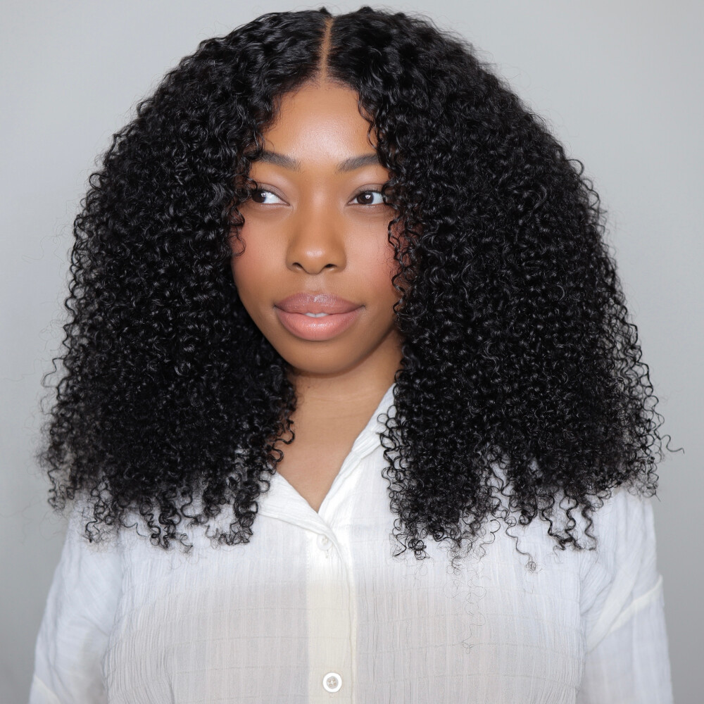 UNice Cambodian Kinky Curly Human Hair Extension Bundles with Lace Closure Weave