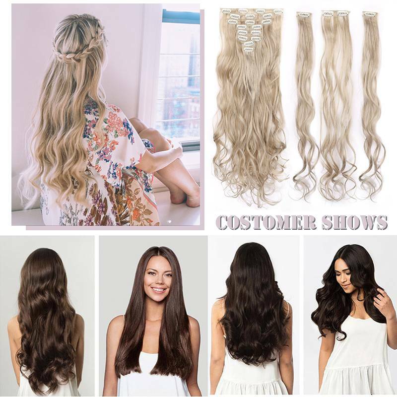Bulk Colours 8 Pieces 18 CLips In Hair Extensions Thick As Human Curly Straight