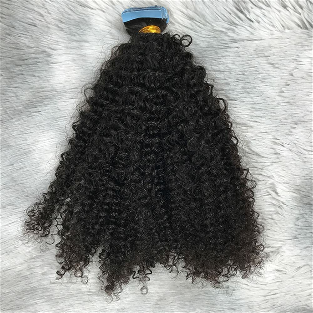 Kinky Curly Tape in Human Hair Extension Peruvian Skin Weft Tape on Hair 40Pcs