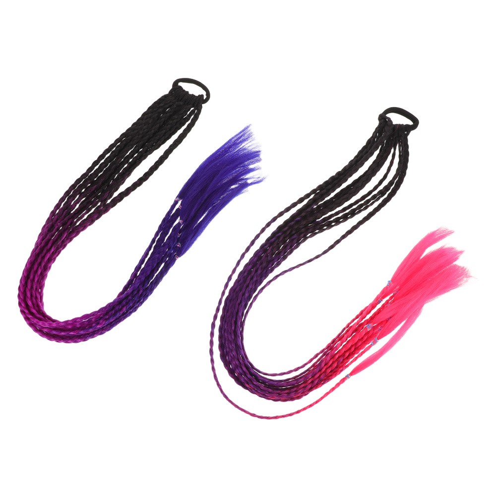 2 Pcs Hair Ponytail Extension Hairpiece Set Colored Extensions