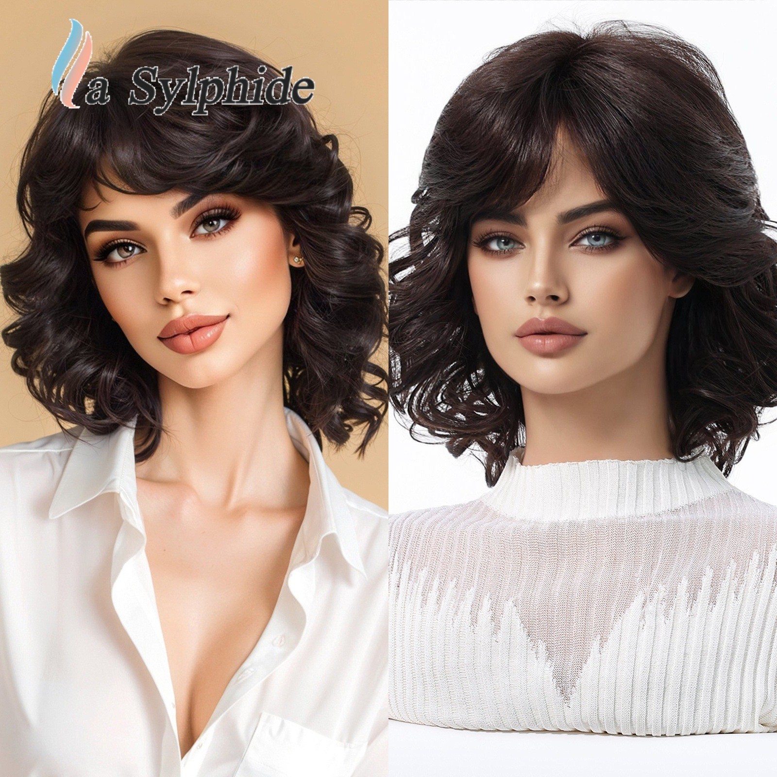 Vintage Short Luffy Curls Synthetic Wig Rose Net Heat Resistant Wig for Older