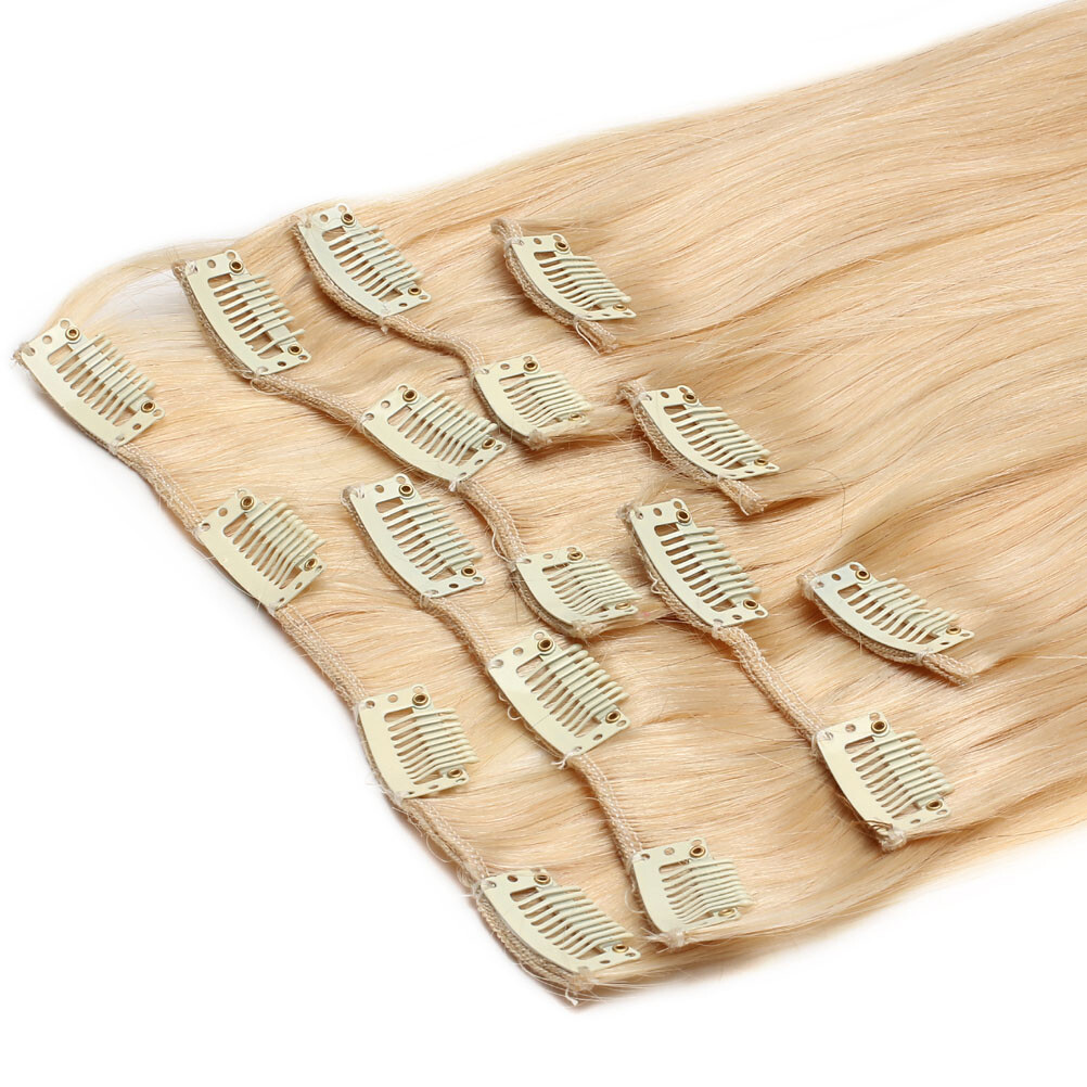 Clip In On Human Hair Extensions Double Weft Weaving Remy Indian Thick Clip Hair