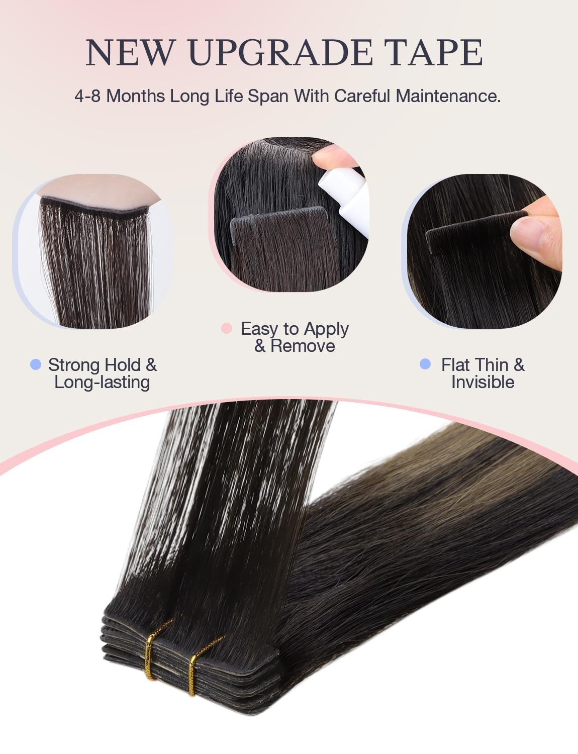 Doores Invisible Hair Extensions Real Human Hair Tape In Invisi Edge Dark Brown