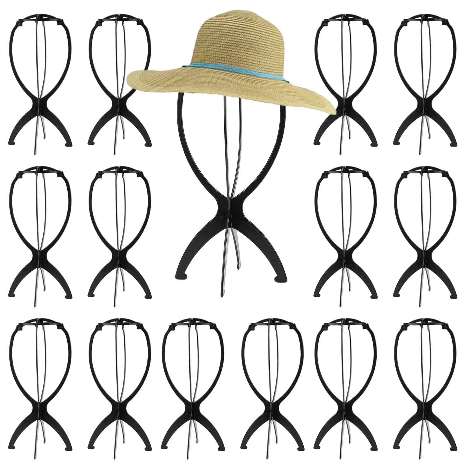 15 Pack 14″ Black Collapsible Wig Stand – Durable Portable Display Holder for Wi