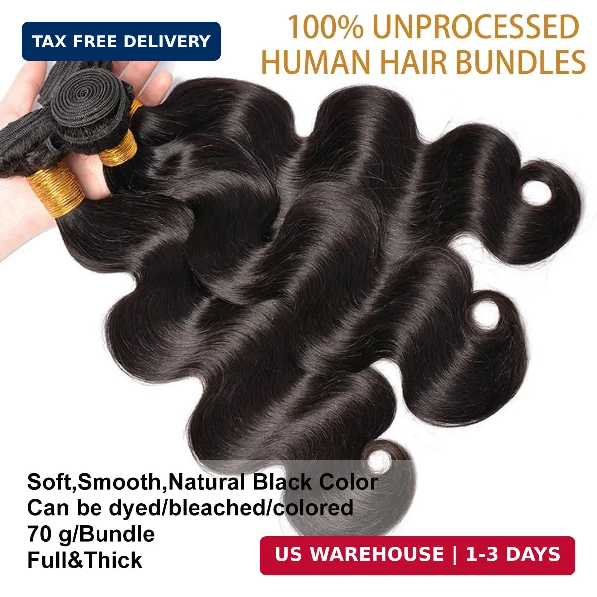 Body Wave Bundles Human Hair 14 16 18 Inch Human Hair Bundle 100% Unprocessed Br
