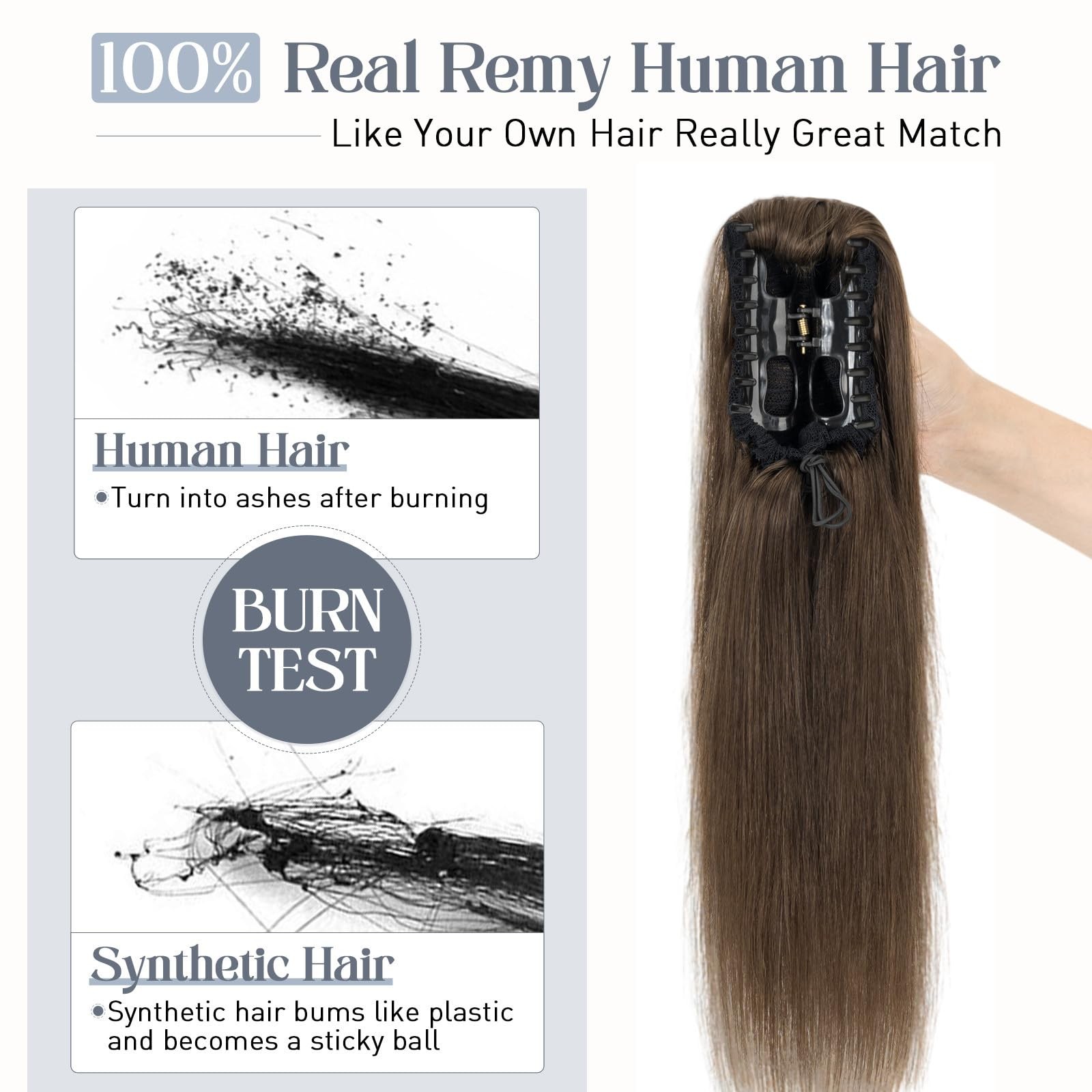 Rich Choices Claw Clip Ponytail Extension Human Hair Real Hair Ponytail