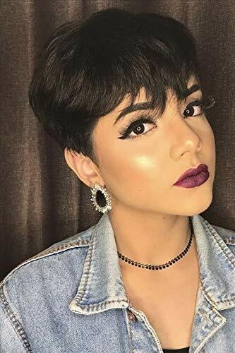 Natural Color Pixie Short Human Hair Wigs for Women Straight Pixie Cut Wigs