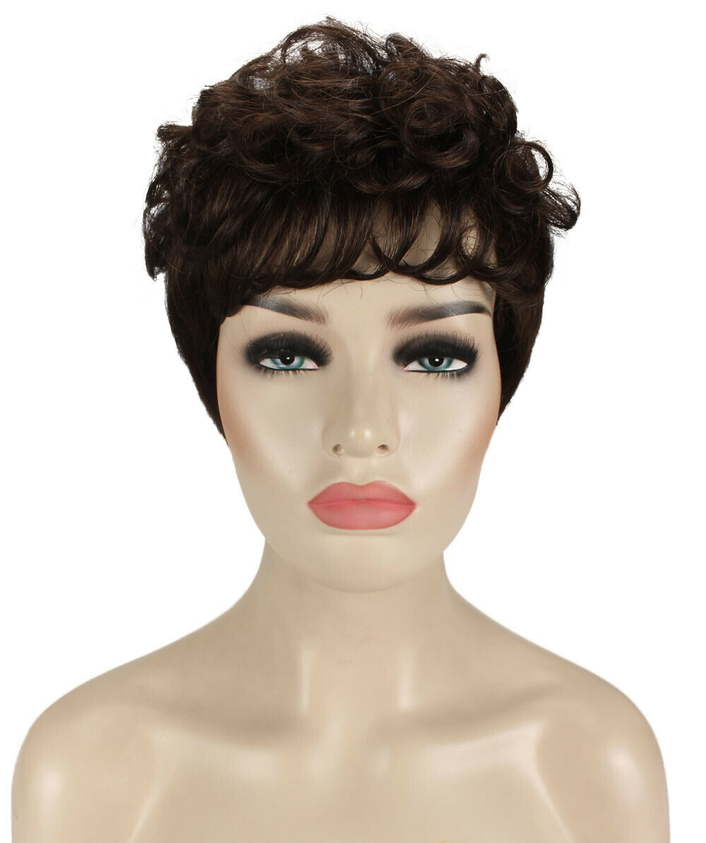Veronica – Curly Kanekalon Synthetic Fiber Full Wig, 2-4.5 in, Chocolate Brown