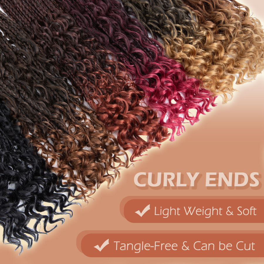 Goddess Bohemian Box Braids Boho Curly Crochet Hair Braiding Hair Extension US