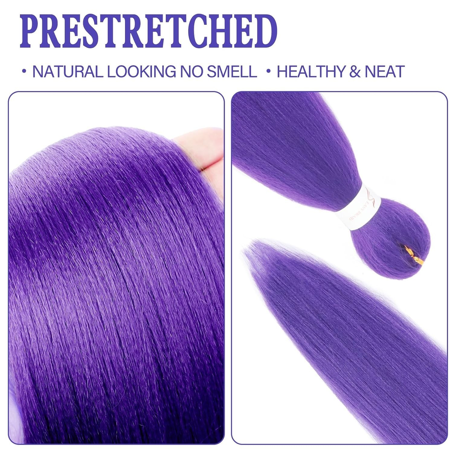 Pack of 2 Long Wavy Purple Braiding Hair – Flawlessly Pre-Stretched for Easy Use
