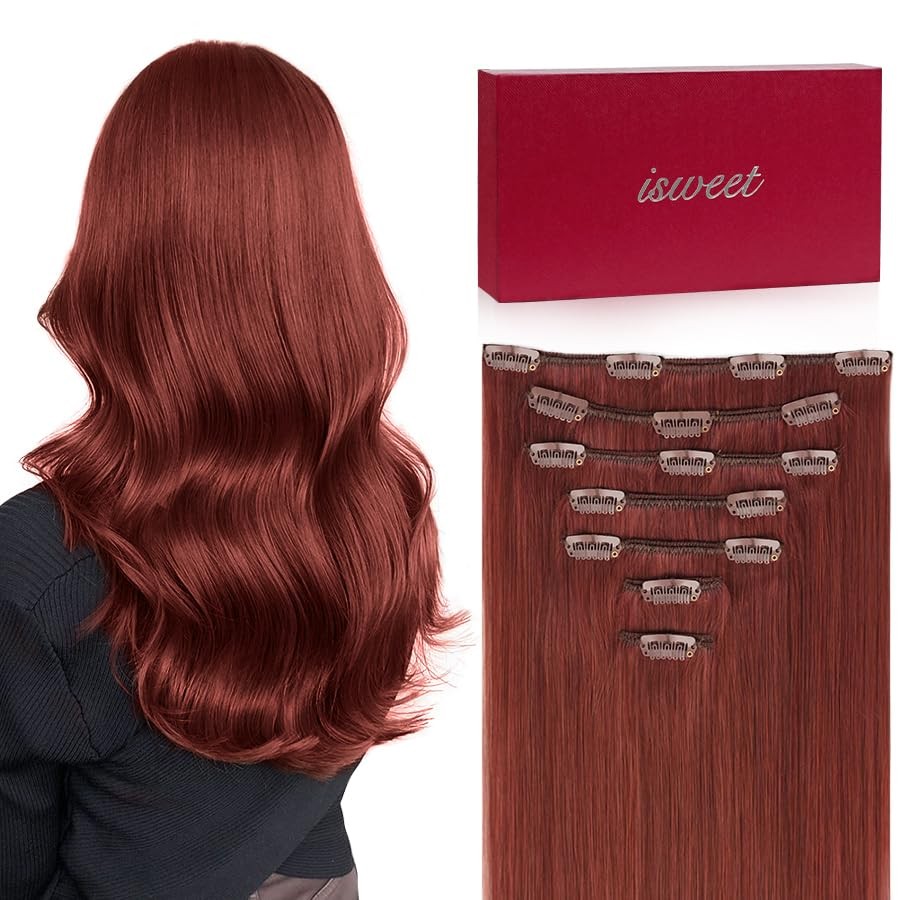 Isweet Straight Clip In Hair Extensions Real Human Hair 7Pcs 20 Inch 110G 33