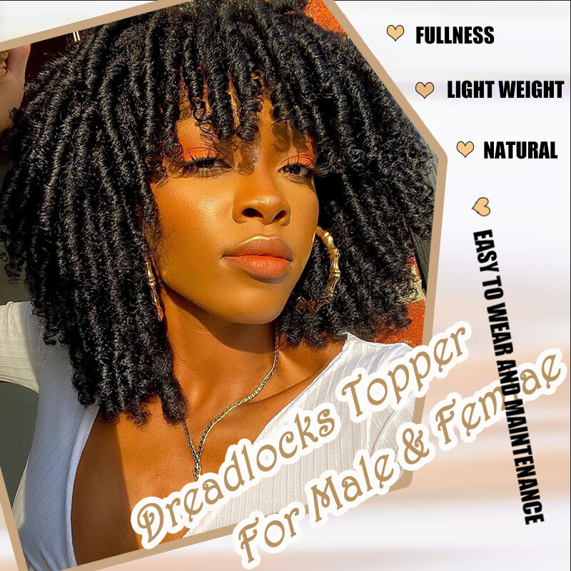 Dreadlock Curly Hair Toppers Short Wiglets Hairpieces Toupee for Black Women Men