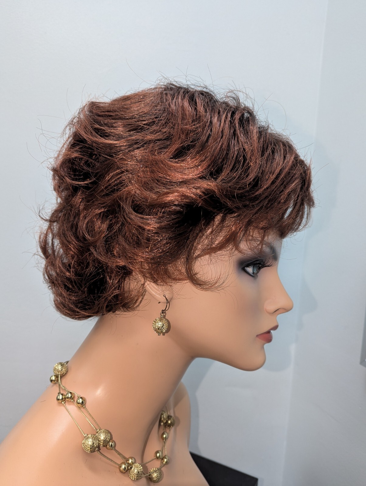 Fashion Synthetic Bangs Flip Back Wig Dark Brown Base #2, Tipped Copper Red #130