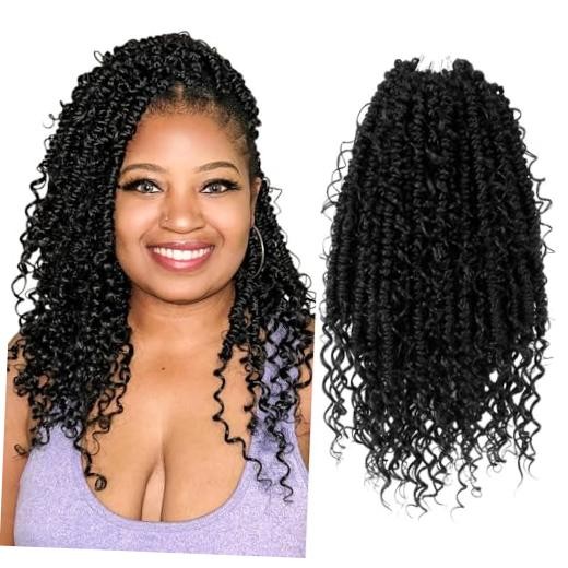 Boho Crochet Passion Twist Hair Pre looped, 12 Inch (Pack of 8) Natural Black