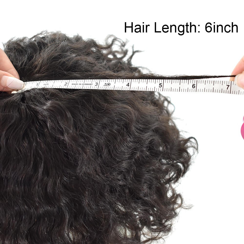 Afro Weave Hair Unit for Black Men Brazilian Poly Human Hair Replacement System