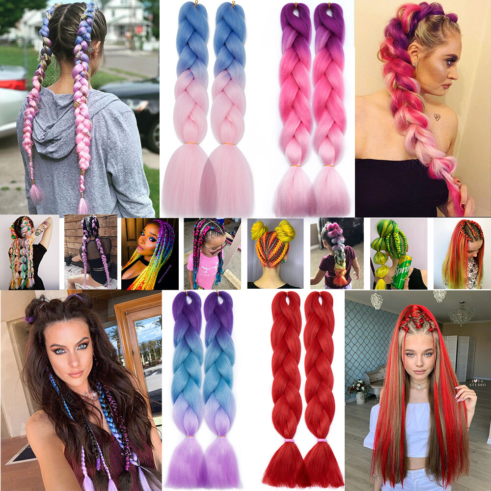US 24″ Braiding Ombre Afo Jumbo Braids Hair Extension Synthetic For Woman Brown