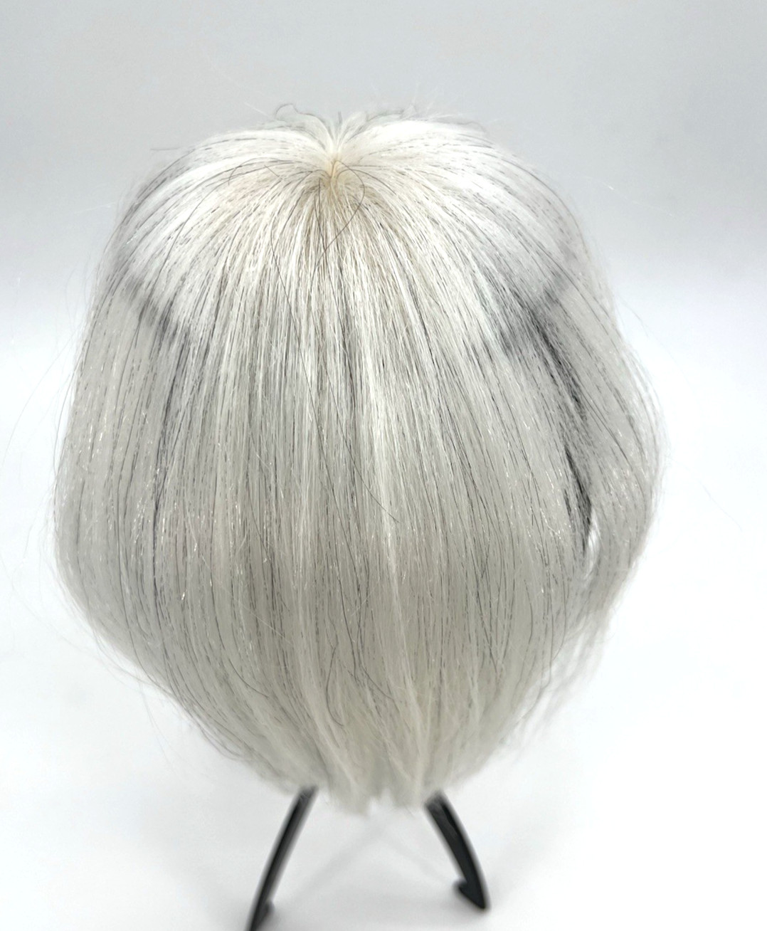 White with Black Strands 100% Human Hair Women Hair Topper