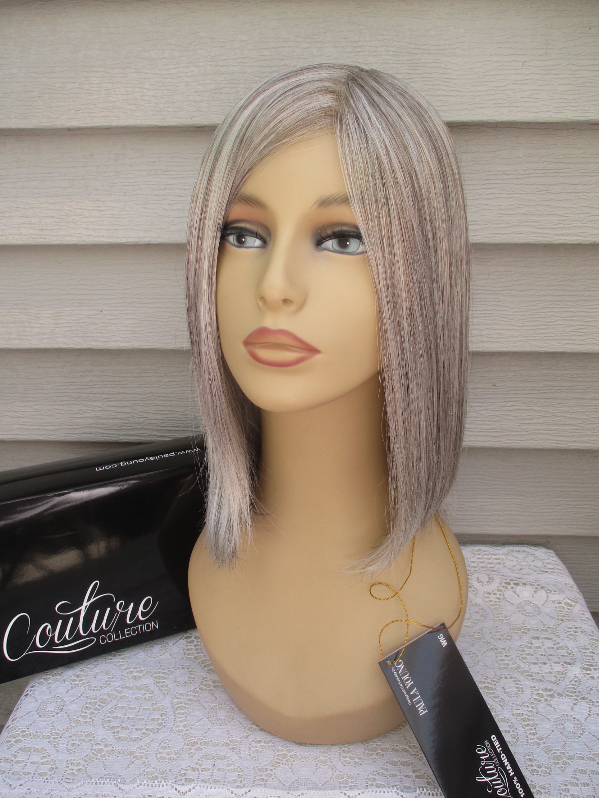 Paula Young Wig SHEER ELITE 100% Hand Tied #SF51/60 SILVERY MOON Gray NWT DEFECT