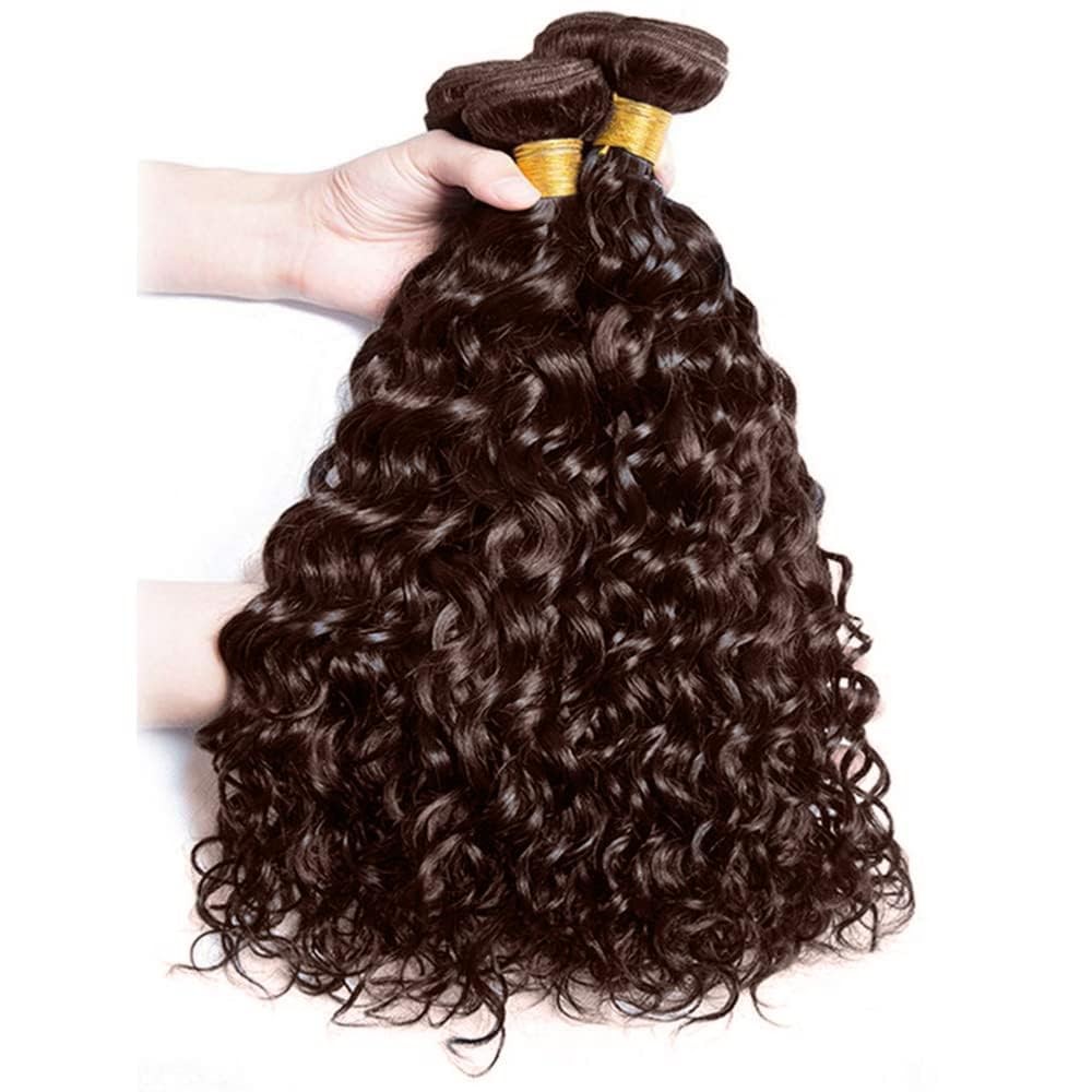Xddnamei Brazilian Virgin Human Hair Bundles Chocolate Brown Color 4 Water Wave