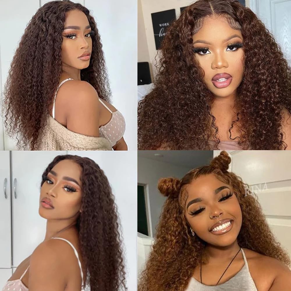Curly Wave Human Hair Bundles #4 Chocolate Brown 22″ 24″ 26″ 150g – 3 Pack