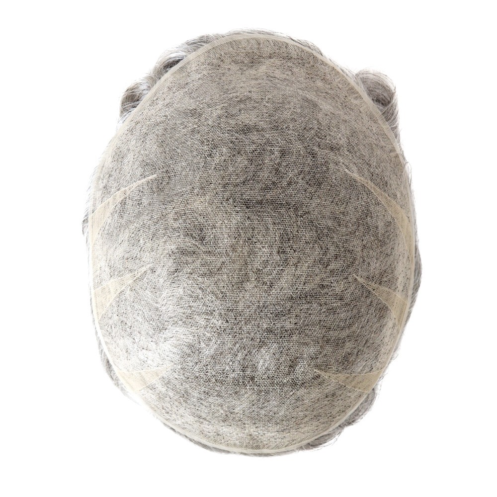 Mens Toupee Swiss Lace Human Hair Replacement Systems Grey Hair Pieces #580