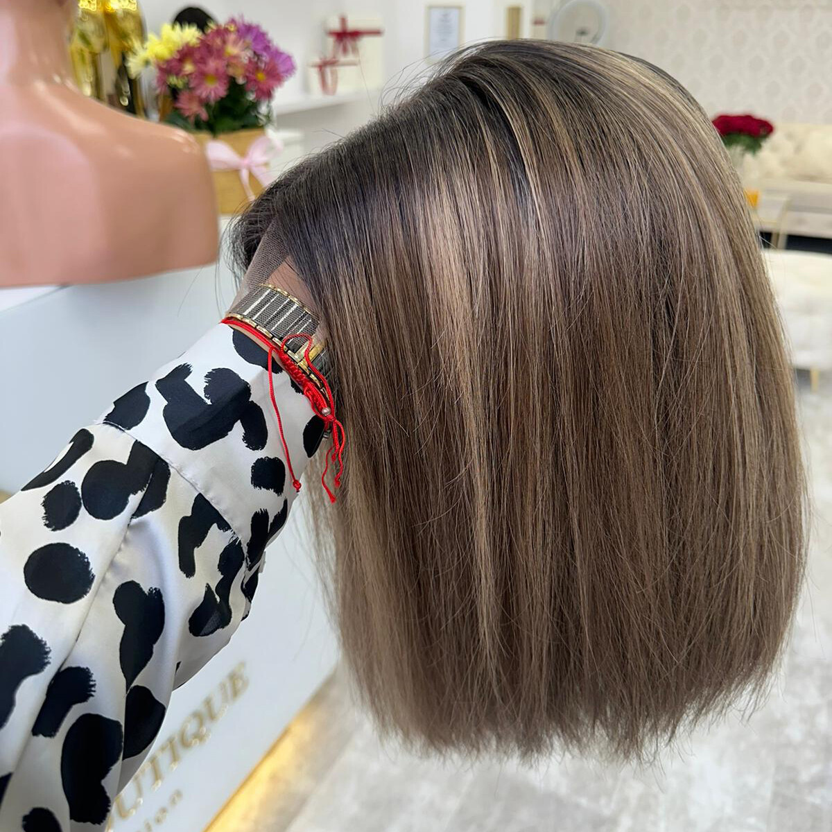 Brown With Blonde Highlights Ombre Human Hair Wig 4×4 Lace Front Wig for Women