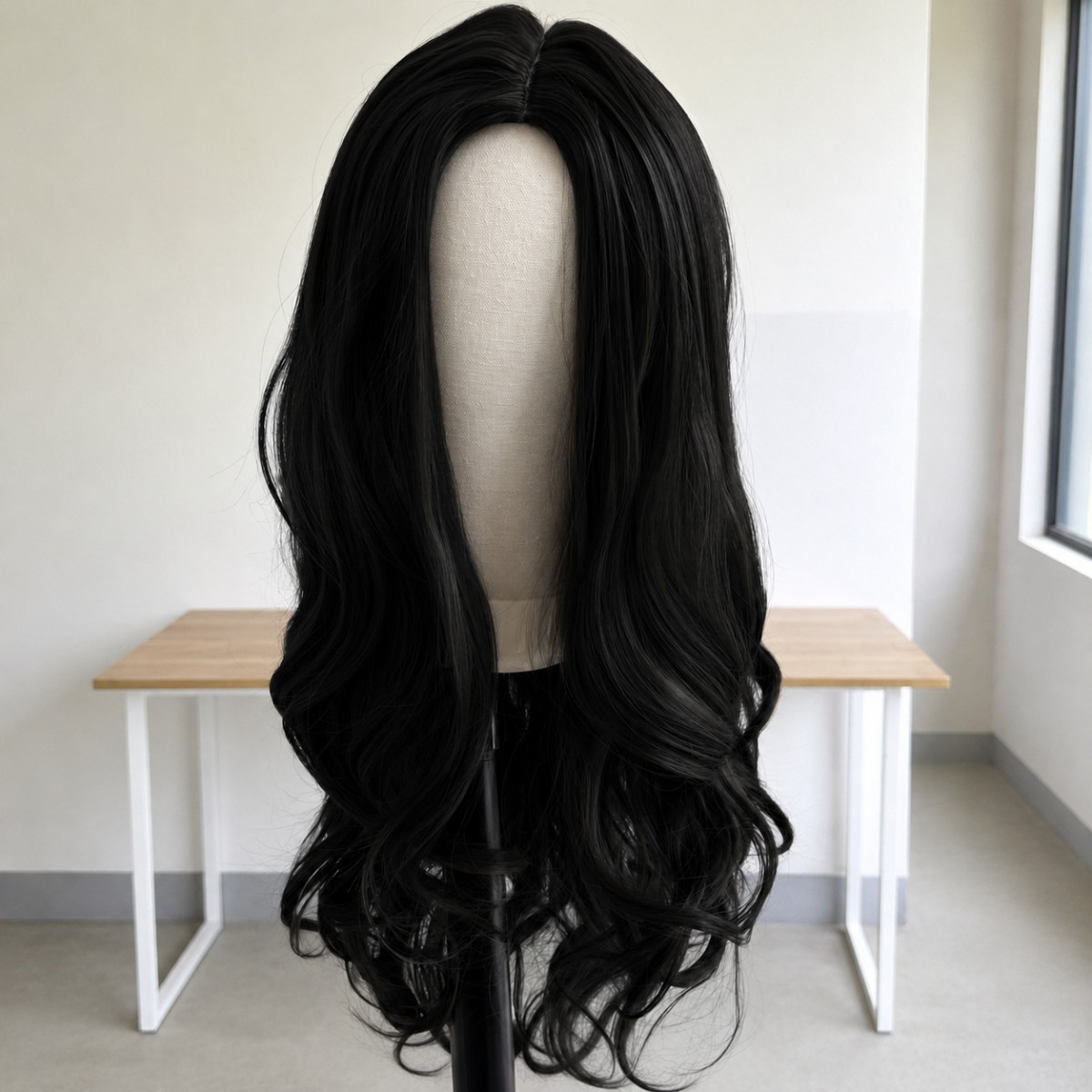 Cosplay Party Wigs Off black Long Wavy Soft Heat Resistant Hair Natural