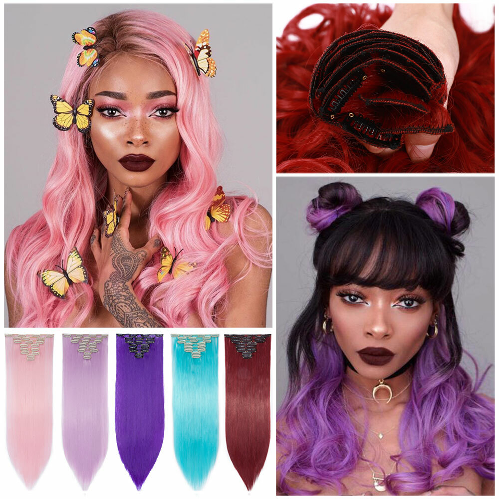 US 8 Pieces Clip In Hair Extensions Full Head Natural As Human Long Thick 17-26″