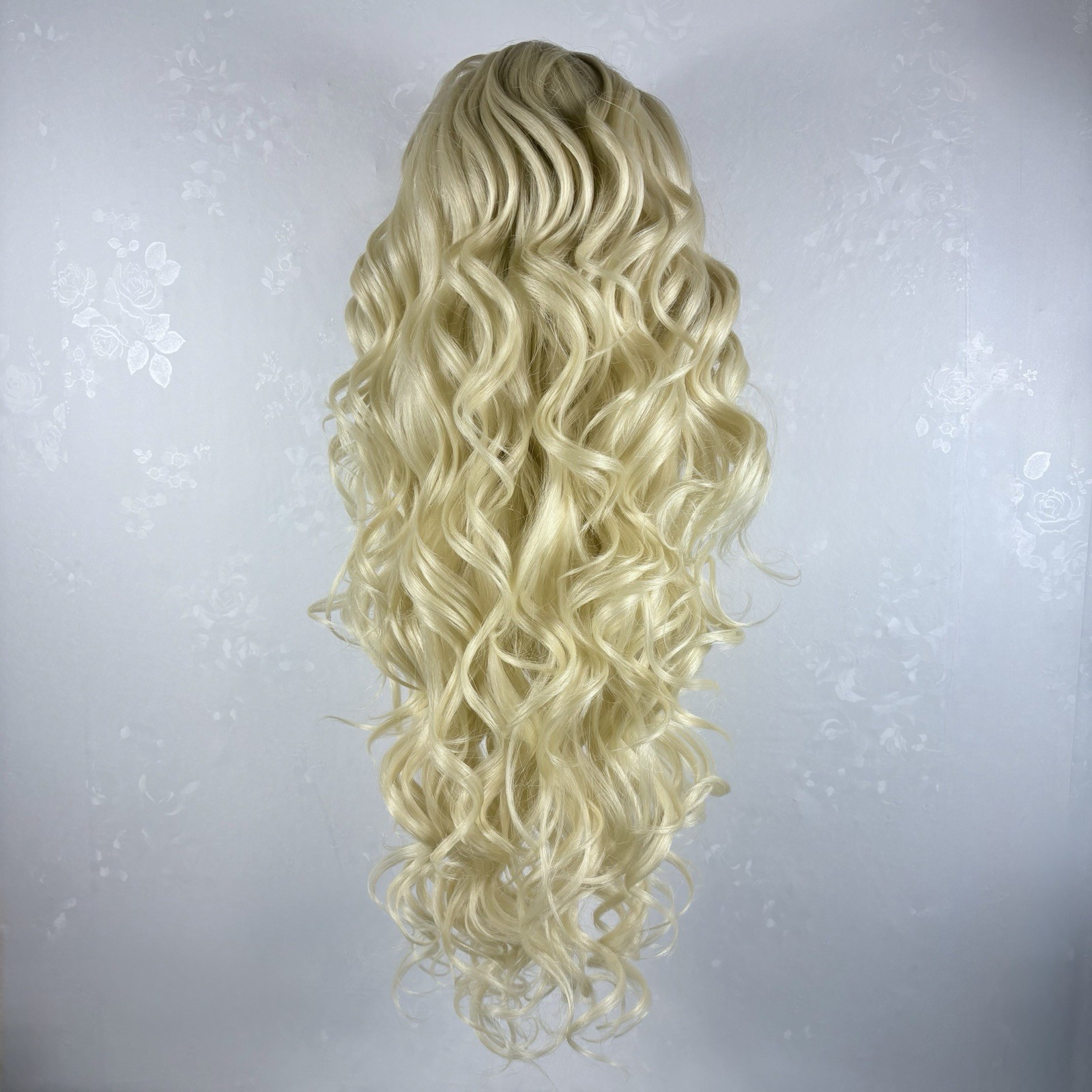 Daily WIG! 30” Long Curly, Bleach Blonde long Human hair blend, Lace front